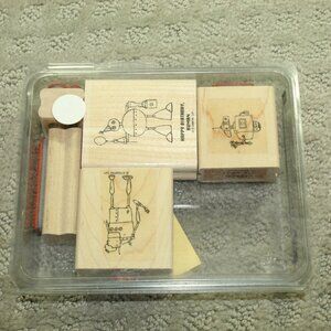 NEW Set of 5 Blocks with 7 Stamps Stampin' Up Lots of Bots Stamps